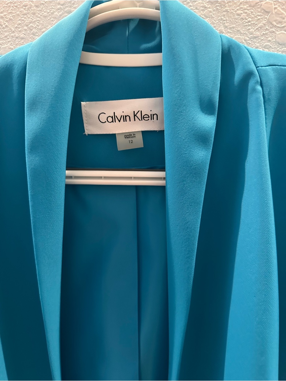 Calvin Klein Turquoise Open-Front Draped Blazer - Picture 2 of 3